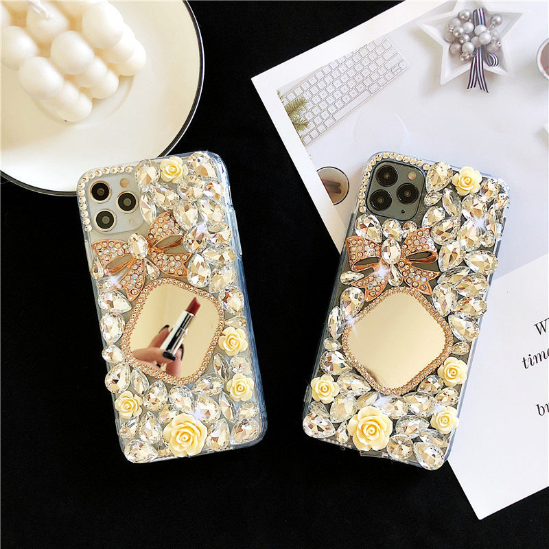 Phone Case Rhinestone Mirror Diamond Bow Flower