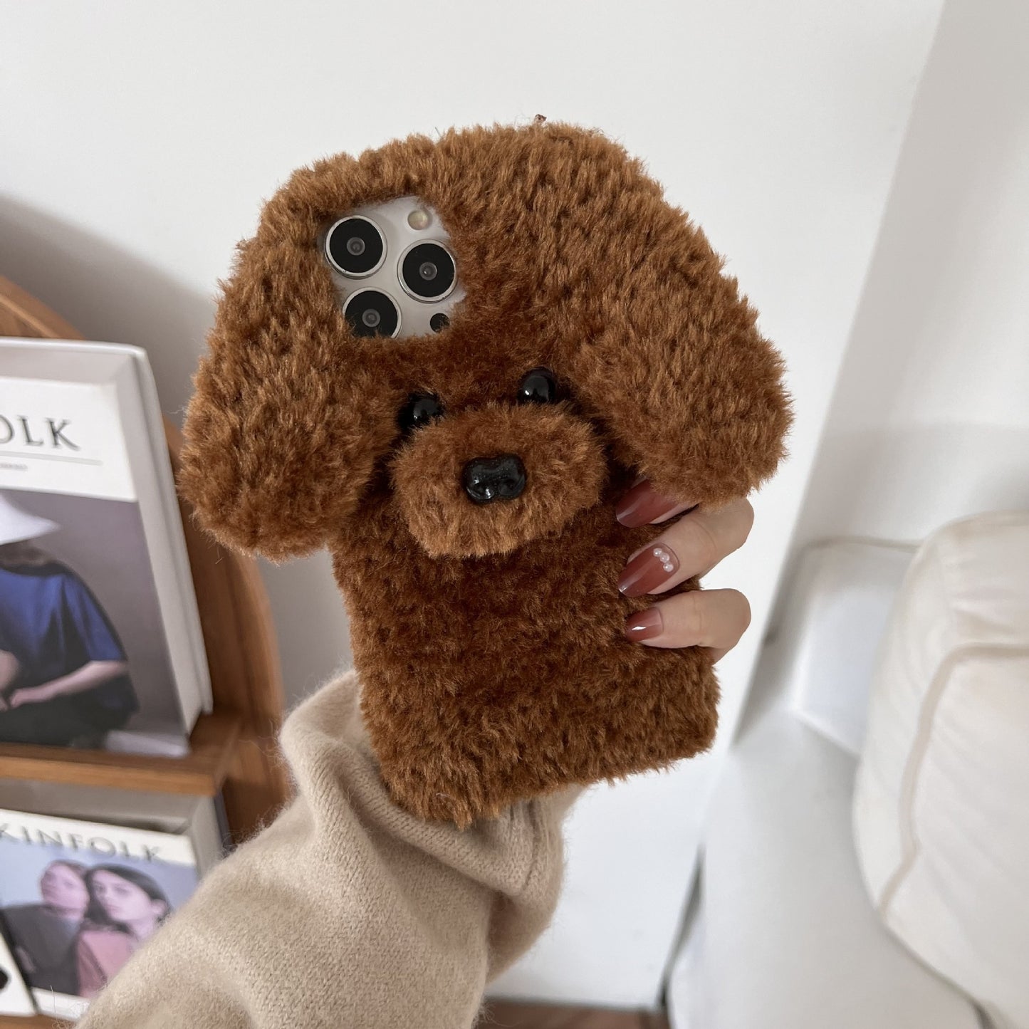 Creative Fashion Poodle Plush Phone Case