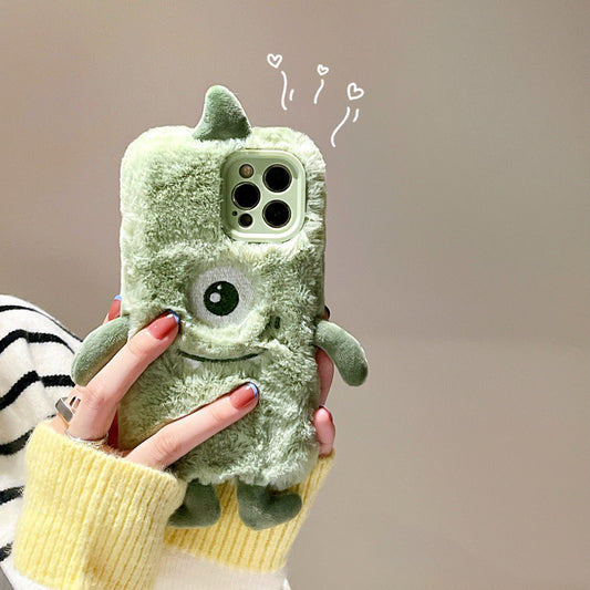 Plush Green Three-dimensional Hands And Feet Monocular Phone Case