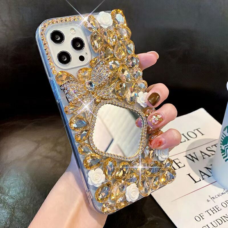 Phone Case Rhinestone Mirror Diamond Bow Flower