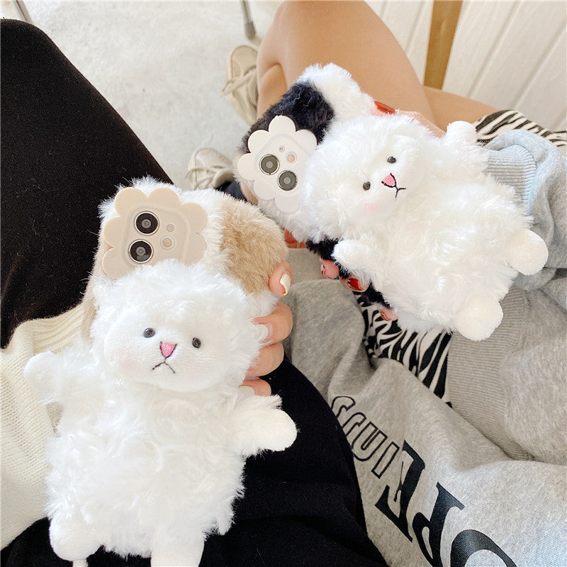 Anti-slip Creative Cute Plush Lamb Phone Case Back Cover Type