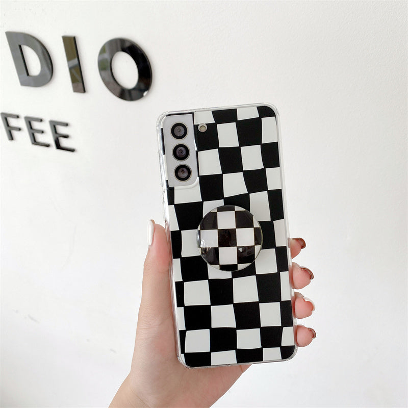 Checkerboard Mobile Phone Case Bracket Soft Shell Protection Cover