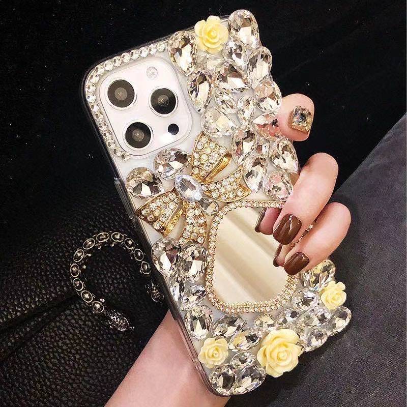 Phone Case Rhinestone Mirror Diamond Bow Flower