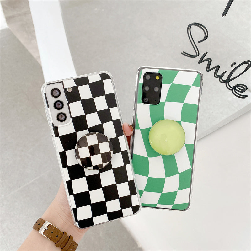 Checkerboard Mobile Phone Case Bracket Soft Shell Protection Cover