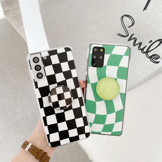 Checkerboard Mobile Phone Case Bracket Soft Shell Protection Cover