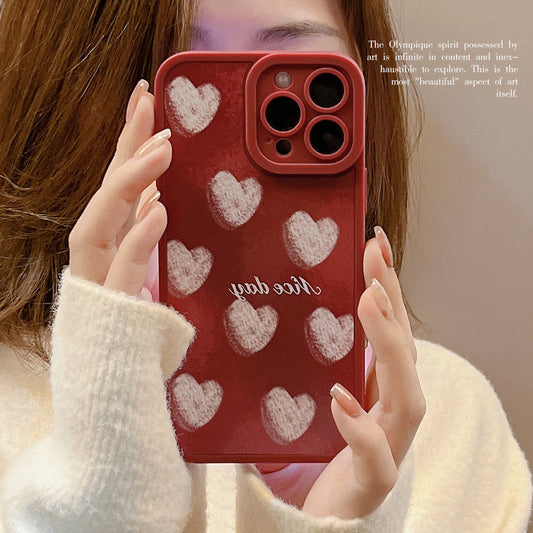 Retro Love Mobile Phone Case Wine Red XR Soft Cover