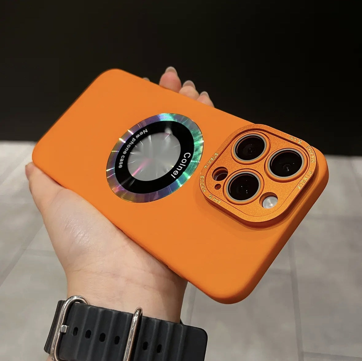 Metal Lens Frame Frosted Phone Case