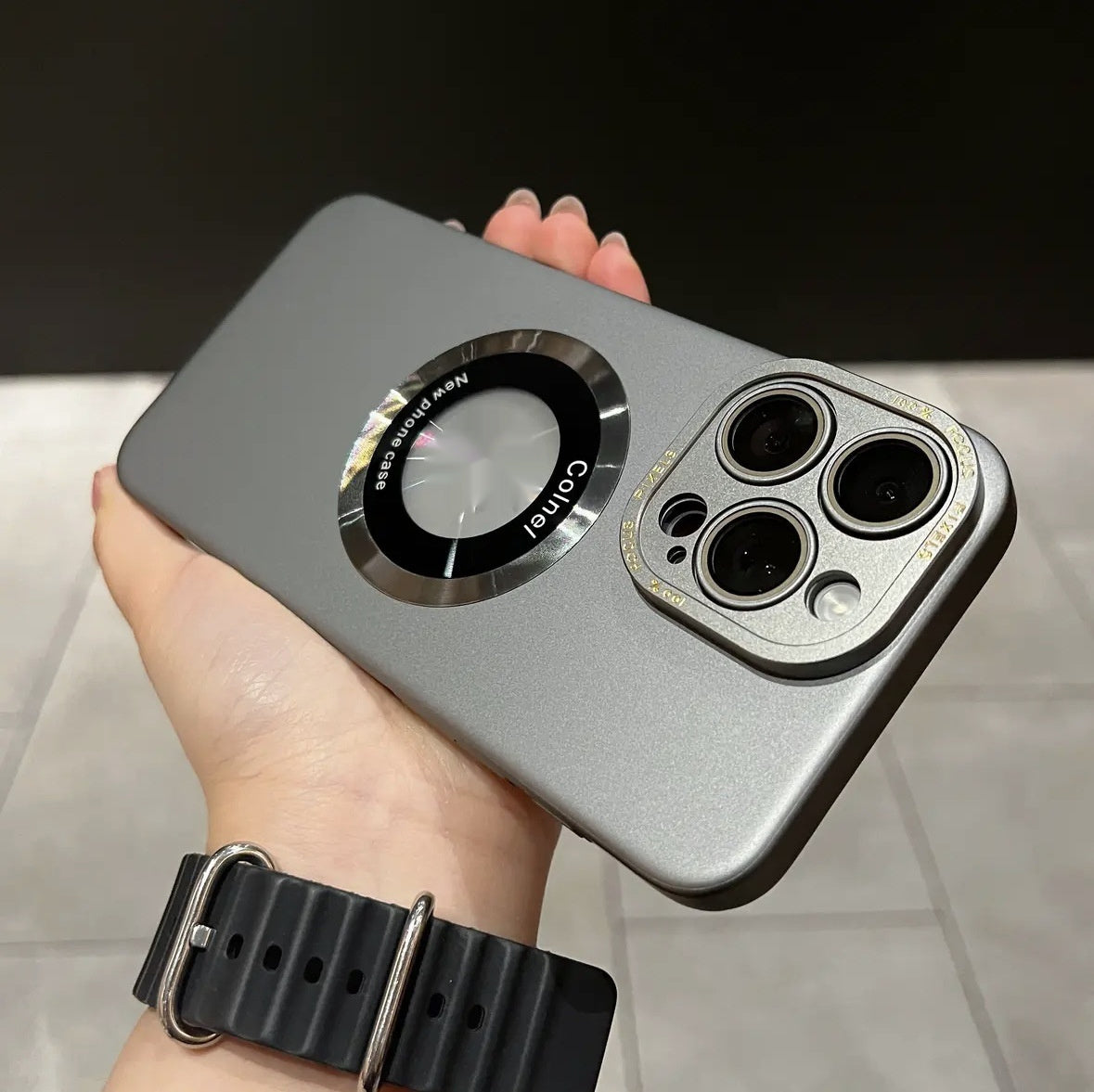 Metal Lens Frame Frosted Phone Case