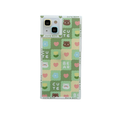 Checkered Love Bear Phone Case Cover