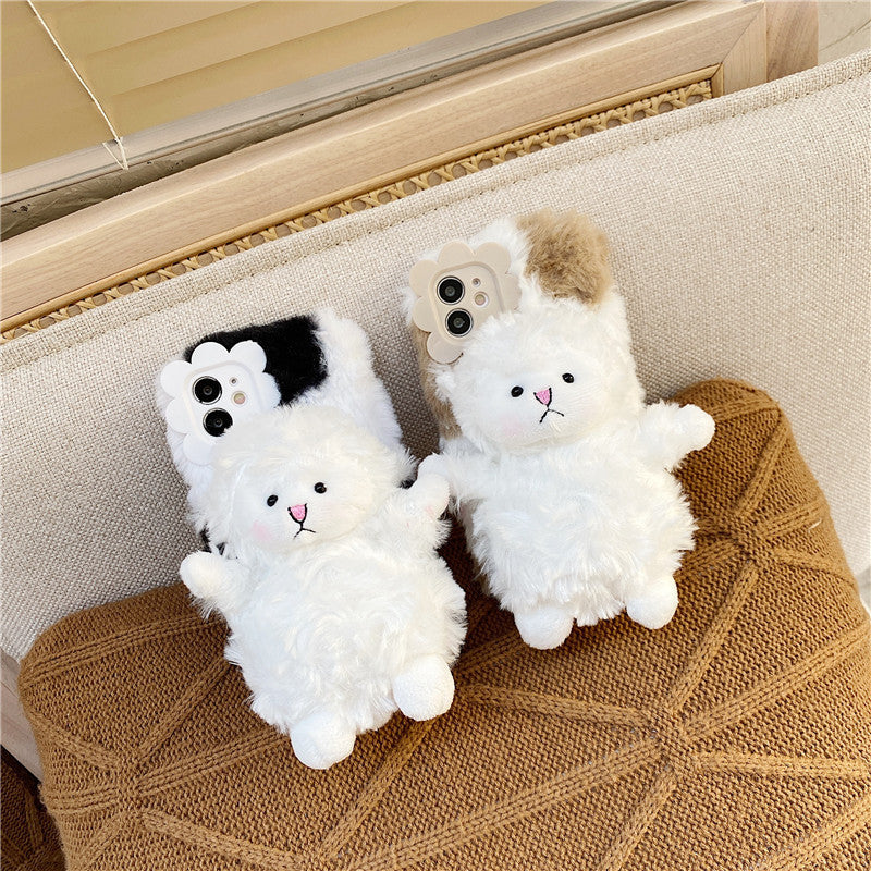 Anti-slip Creative Cute Plush Lamb Phone Case Back Cover Type