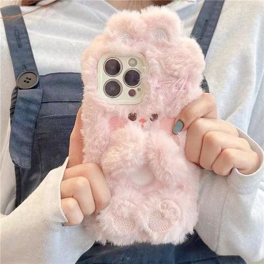 Autumn And Winter Plush Stereo Cute Cartoon Rabbit Phone Case