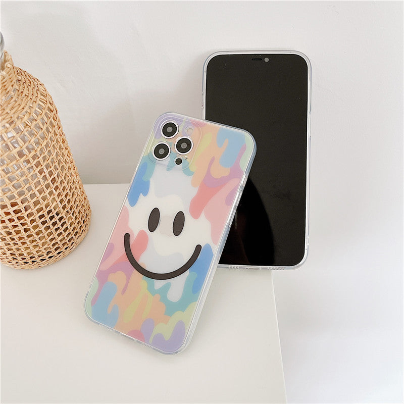 Laser Smiley Floral Soft Cover for iPhone 11/12, XS, XR, 7/8 Plus