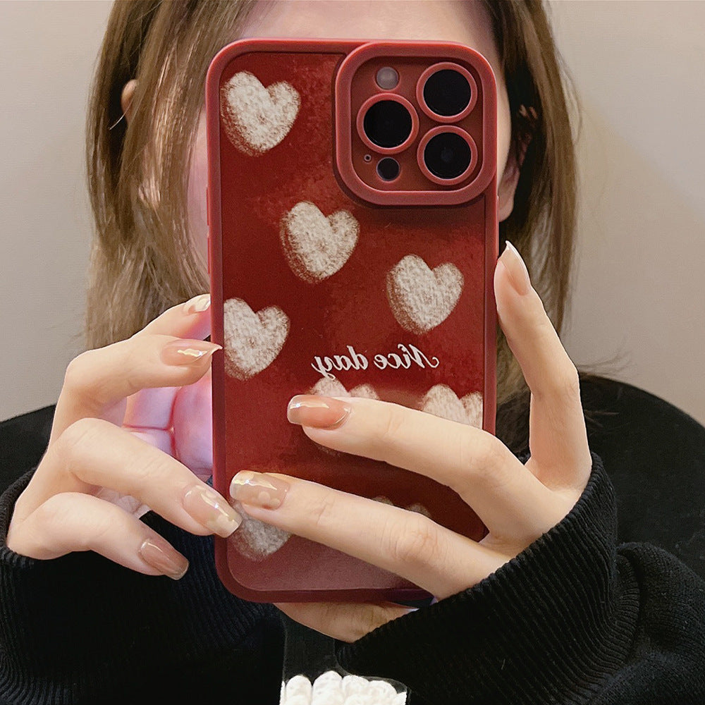 Retro Love Mobile Phone Case Wine Red XR Soft Cover