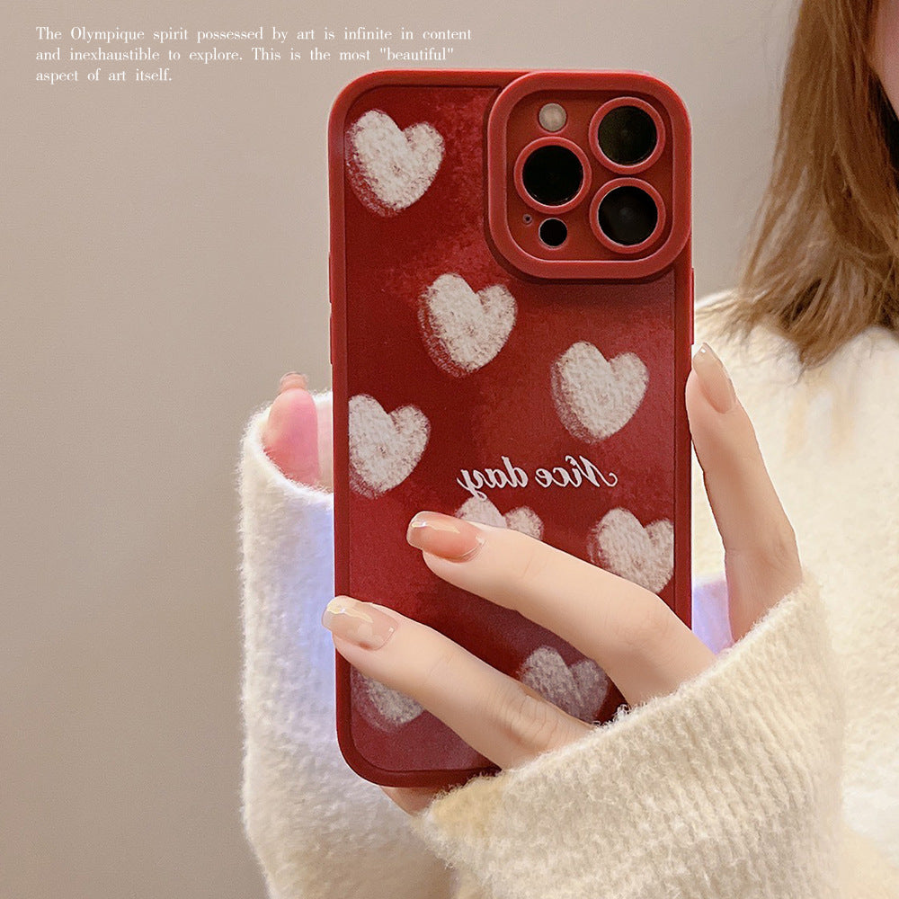 Retro Love Mobile Phone Case Wine Red XR Soft Cover