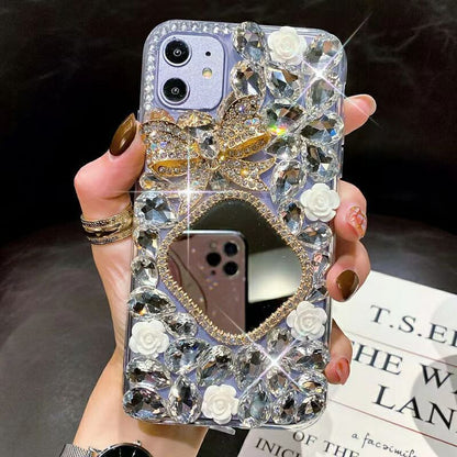 Phone Case Rhinestone Mirror Diamond Bow Flower